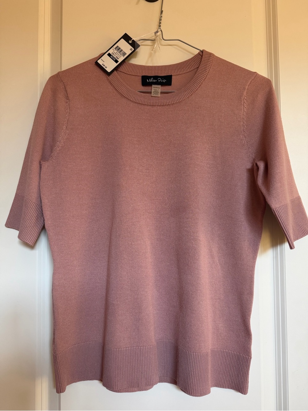 Melissa Paige Dusty Rose Short Sleeve Crewneck Sweater